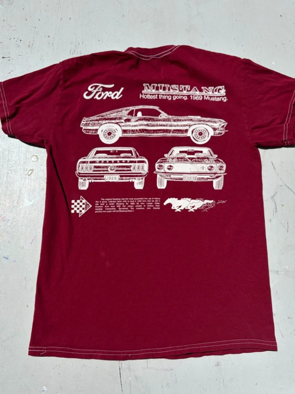 Men's Ford T-Shirt Red Mustang S Racing Cars Bullitt 1969 Muscle‎ American Speed